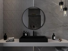 Mexen Loft okrúhle kúpeľňové zrkadlo 80 cm, čierny rám - 9850-080-080-000-70