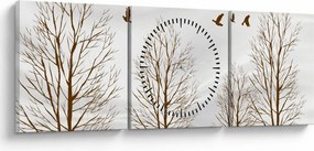 Obraz - Jelene pred riekou (s hodinami) (90x30 cm)
