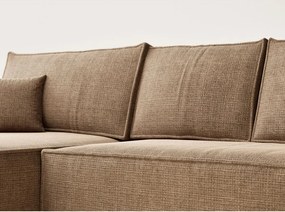 Svetlohnedá ženilková rozkladacia/s úložným priestorom rohová pohovka (ľavý roh/s leňoškou) Maze – Maison de Rêve