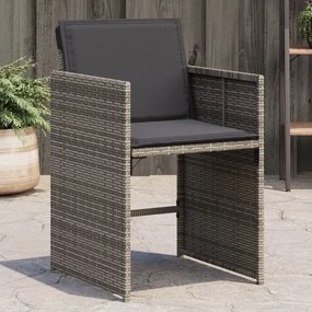 Záhradné stoličky s vankúšmi 4 ks sivé polyratanové 4007457