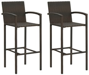 Barové stoličky 2 ks, hnedé, polyratan