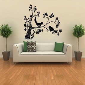 Veselá Stena Samolepka Zamilované vtáčiky Farba: čierna, Veľkosť: 80 x 73 cm
