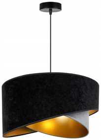 Závesné svietidlo Mediolan, 1x čierne/šedé/zlaté textilné tienidlo