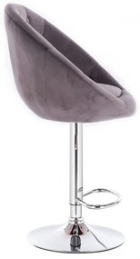 LuxuryForm Barová stolička VERA VELUR na striebornom tanieri - šedá