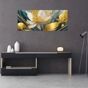 Obraz - Maľba zlatých kvetov (120x50 cm)