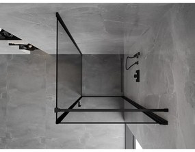 Mexen Mist-B, 1-krídlový výklopný sprchový kút, pravý, 80 x 80 cm, číre sklo-čierny rám, 8A2T-080-080-70-70-P