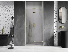 Mexen, Mexen Lunar-F pravé skladacie sprchové dvere 95 cm, transparentné, zlaté - 836-095-000-50-00-P