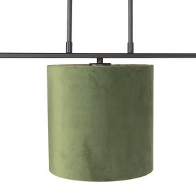 Závesná lampa s velúrovými odtieňmi zelenej a zlatej farby 20cm - Combi 3 Deluxe