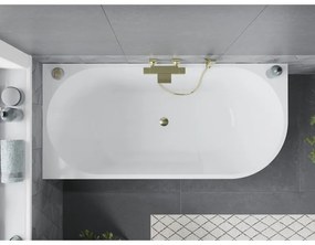 Mexen Mia, voľne stojaca rohová vaňa ľavá 160 x 80 cm, biela, zlatý lesklý prepad, 52691608000L-50