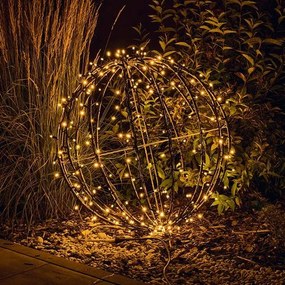 LED světelná koule, teple bílá, pr. 60 cm, černý kabel