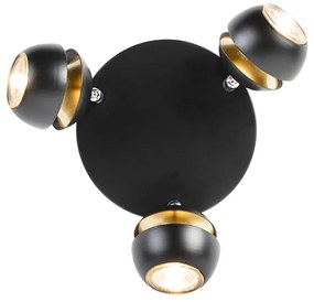 Moderné bodové svetlo 3-svetlo čierne so zlatým vnútrom - Buell Deluxe