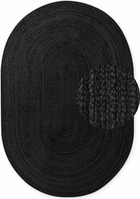 Hanse Home, Kusový koberec Jute Braided 106322 Black ovál, 160x230 ovál, čierna, chodba / predsieň