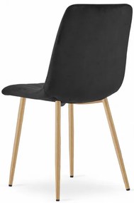 Set troch jedálenských stoličiek LAVA zamatové čierne / drevené nohy (3 ks)