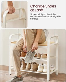 Vešiakový stojan s úložným priestorom na topánky, predsieňová stena, béžový