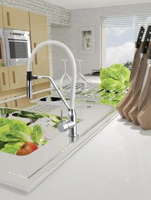 Invena Terra, kuchynská batéria s elastickým ramenom, biela-chrómová, INV-BZ-54-L02-D