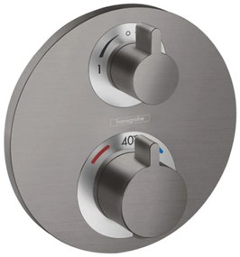 Hansgrohe Ecostat S, termostatická batéria pod omietku na 2 spotrebiče, kefovaný čierny chrómová, HAN-15758340