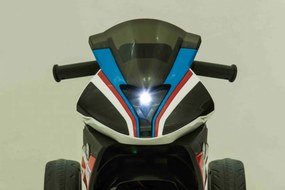 Ramiz BMW HP4 detský motocykel na batérie modrý + 3 kolieska + LED + MP3 USB + ekokoža