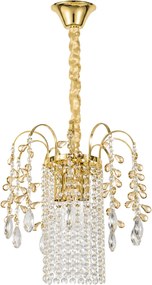 Toolight Toolight, krištáľová závesná lampa Ø30 cm, 3×E14, SWE090-CP, zlatá lesklá, OSW-30217