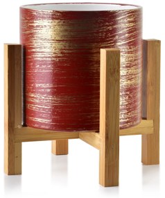 Keramický kvetináč na stojane Ava červeno-zlatý