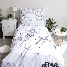 Jerry Fabrics Bavlnené obliečky so svietiacim efektom 140x200 + 70x90 cm - Star Wars "Death Star"