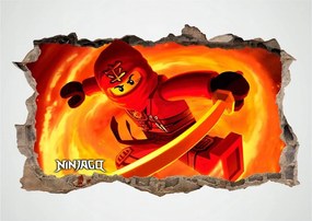 Nálepka na stenu červený ninja go 120 x 74 cm