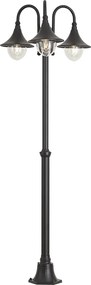 Klasická vonkajšia lampa čierna 200 cm 3-svetlá IP44 - Daphne