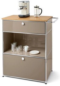 Kovová kávová komoda »CN3« s 2 zásuvkami, hnedosivá
