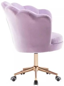 LuxuryForm DESIGN Kreslo FREY VELUR na zlatej podstave s kolieskami - levanduľa