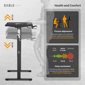 Výškovo nastaviteľný stôl Diablo X-Tensio 1400 čierny