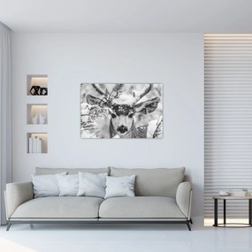 Obraz - Jeleň v zime (90x60 cm)