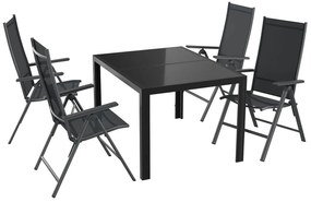 Livarno home Rozkladací stôl Houston, čierny + Skladacie kreslo Houston, čierne/antracitové, 4 kusy  (800005937)