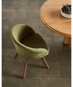 Zelené čalúnené jedálenské kreslo s podrúčkami Marvin – Kave Home