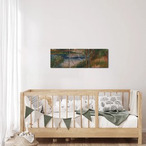 Obraz - Auguste Renoir, Landscape at Vetheuil, reprodukcia (s hodinami) (90x30 cm)