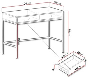 Konzolový stolík MONO 78x104 cm béžový/čierny