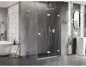 Mexen Lunar-F L, pravý sklápací sprchový kút 95 x 80 cm, 8mm číre sklo, biely profil, 836L-095-080-20-00-P