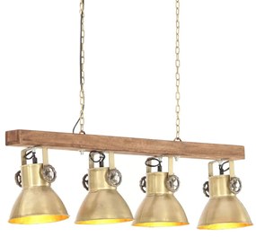 Industriálna stropová lampa mosadzná E27 mangovníkové drevo 320522