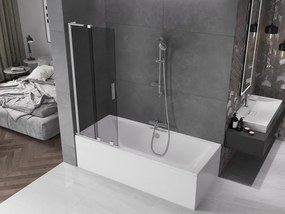 Mexen Velar L, 2-krídlová posuvná vaňová zástena 75 x 150 cm, 8mm šedé sklo, chrómový profil, 896-075-003-41-01
