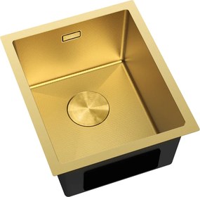 Mexen Trixo, 1-komorový nerezový drez 370 x 440 mm, brúsená zlatá, vzor voština, 6412371000-55HC