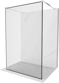 Mexen Kioto, priechodná sprchová zástena 100 x 200 cm, 8mm sklo číre/čierny vzor, 2x chrómová stabilizačná rozpera, 800-100-002-01-70