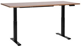 Elektricky nastaviteľný písací stôl 160 x 72 cm tmavé drevo/čierna DESTINES Beliani
