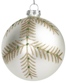 SKLENENÁ VIANOČNÁ BANKA NA STROMČEK SADA 4 KS (FI) 8CM BIELA