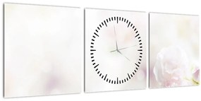 Obraz nežných kvetov (s hodinami) (90x30 cm)