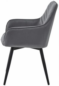 Set dvoch jedálenských otočných stoličiek NANA360 zamatové, tmavosivé (čierne nohy) 2 ks