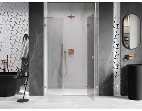 Mexen Lunar L, pravé otočné sprchové dvere 155 cm, 8mm číre sklo, medený matný profil, 834SL-155-050-65-00-P