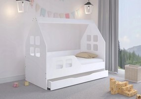 DomTextilu DomTextilu Okúzľujúca detská posteľ so šuflíkom 160 x 80 cm bielej farby v tvare domčeka  Biela 67085 67085