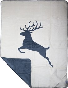 Čierno šedá deka s motívom skákajúceho jeleňa - 130 * 180 * 3cm