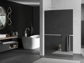 Mexen Kioto+ L, sprchová zástena Walk-In s poličkou a vešiakom 80 x 200 cm, 8mm sklo vzor zrkadlo, biely profil, 800-080-123-20-50