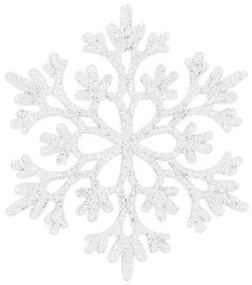 SPRINGOS Vianočné ozdoby - Snehové vločky s trblietkami 10cm, biele, sada 12ks