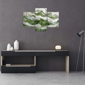 Obraz - Zelenobiele vlnky (90x60 cm)