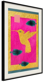 Artgeist Plagát - Golden Hummingbird [Poster] Veľkosť: 20x30, Verzia: Čierny rám s passe-partout